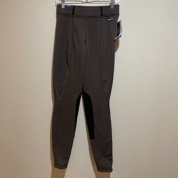 Kerrits M Fleece Lined Power Stretch Pro Kneepatch Winter Breeches Tights Brown - Picture 2 of 10